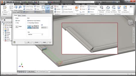 inventor sheet metal corner seam|corner seam rip sheet metal.